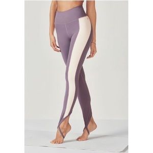 Fabletics Chara high-waisted purple color block stirrup leggings NWT
